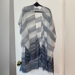 Lightweight Linen Gauze Nautical Stripe Swim Coverup Poncho